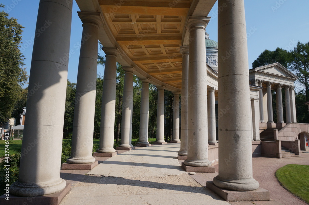 colonnade in the park of palace