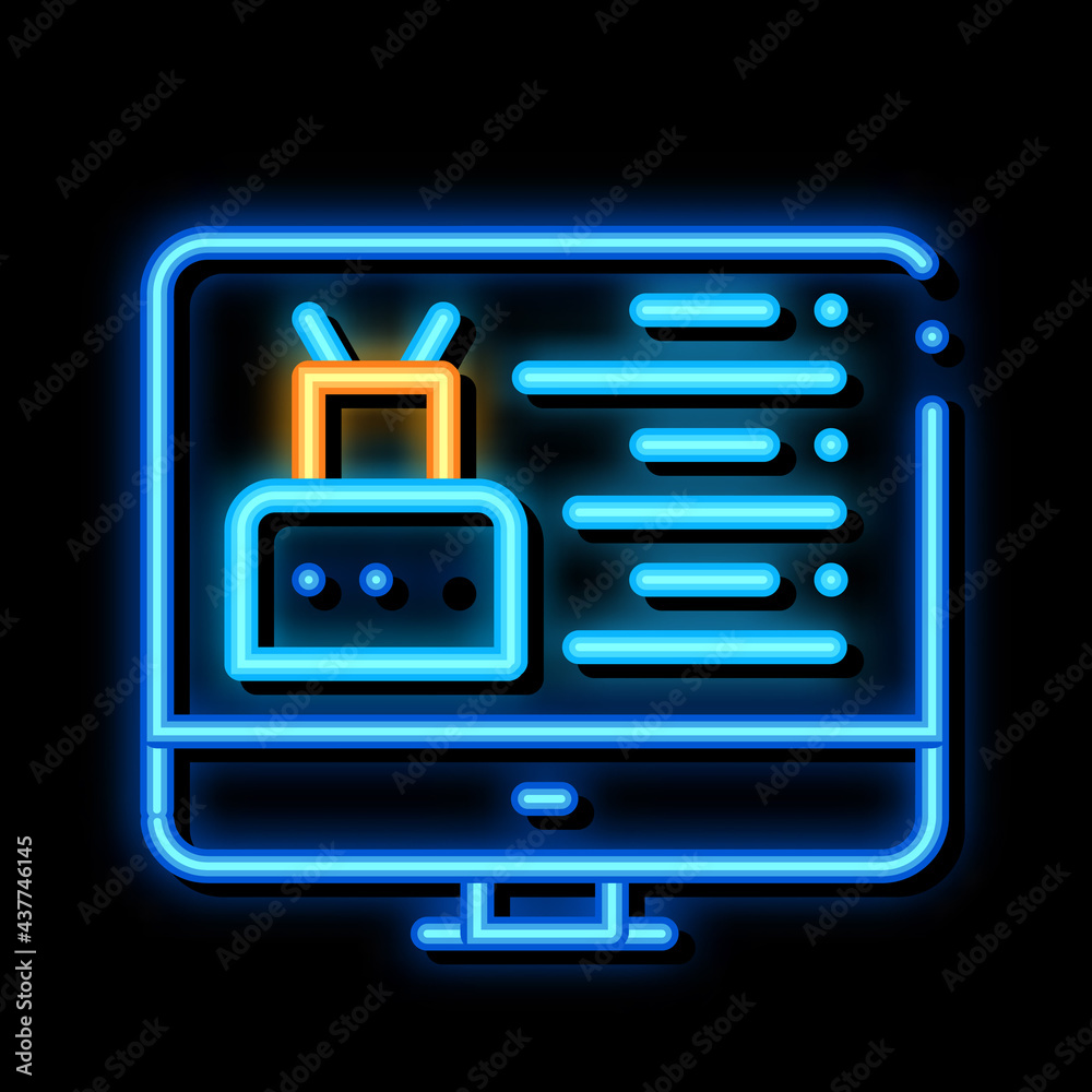 Robotics Web Site neon light sign vector. Glowing bright icon Robotics Web Site sign. transparent symbol illustration Robotics Web Site neon light sign vector. Glowing bright icon Robotics Web Site sign. transparent symbol illustration