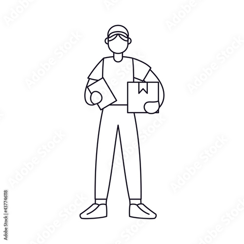 Isolated delivery boy with a package Vector illustration