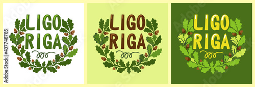 Ligo Riga logo. A wreath of oak leaves and the writing of Ligo Riga.