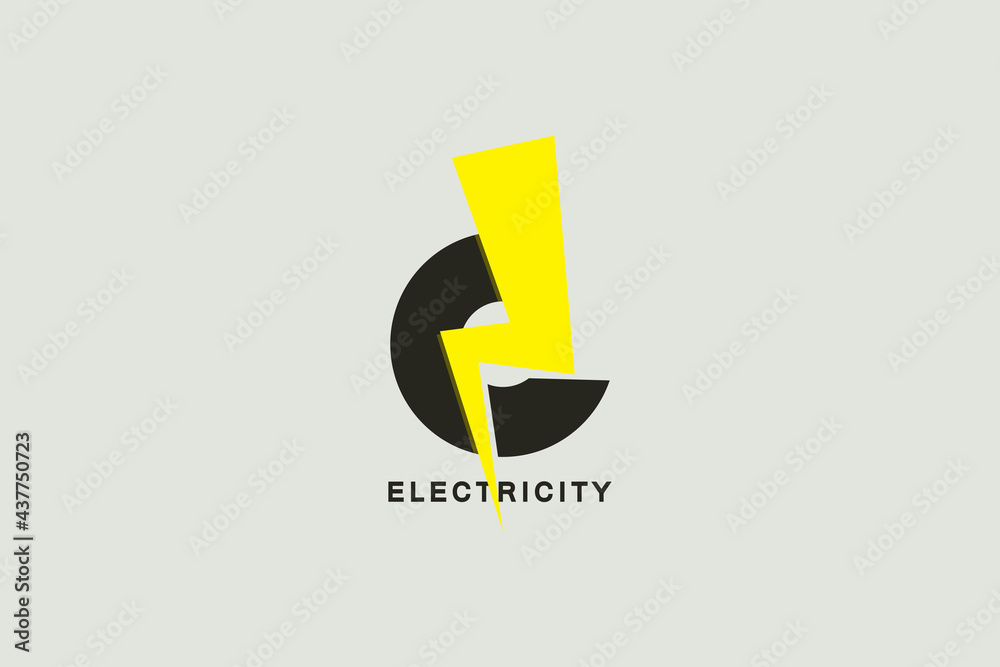 Letter E Electricity Logo. Flash Icon Thunder Bolt. Flat Vector Logo