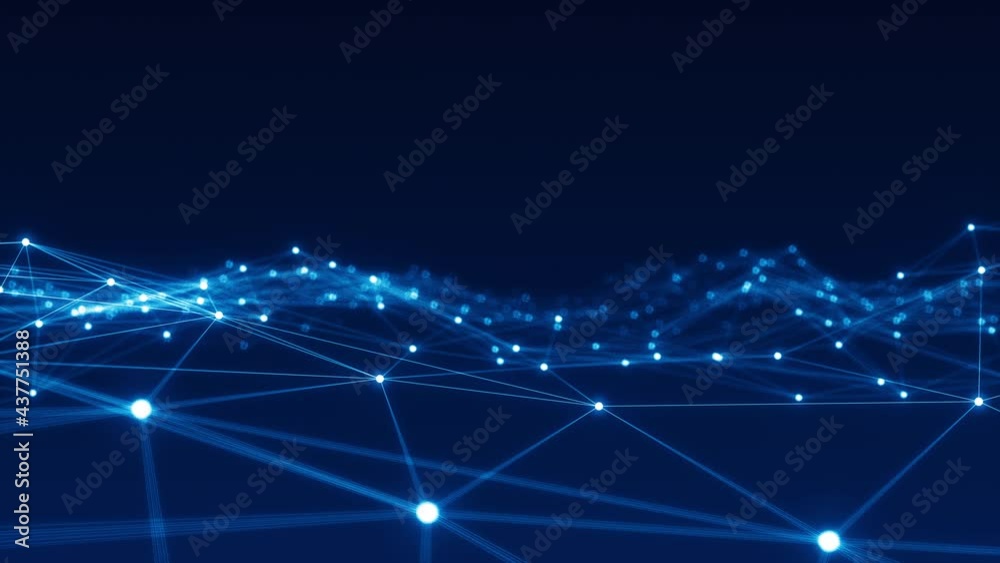 Motion graphic of Blue dot and line connection with polygonal technology abstract background Camera zoom seamless loop video