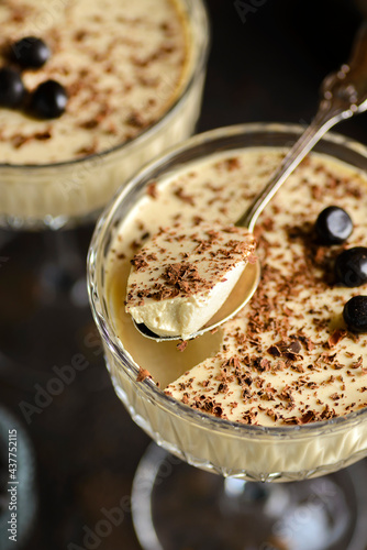 coffee panna cotta with chocolate photo