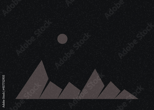 Geometric Mountains silhouette landscape art poster illustration