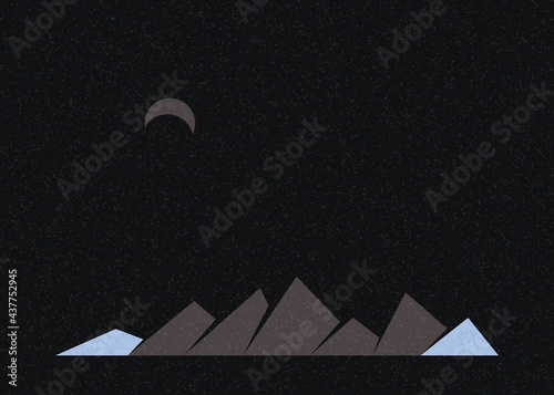 Geometric Mountains silhouette landscape art poster illustration