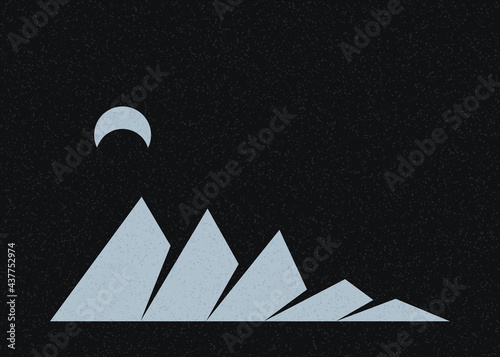 Geometric Mountains silhouette landscape art poster illustration
