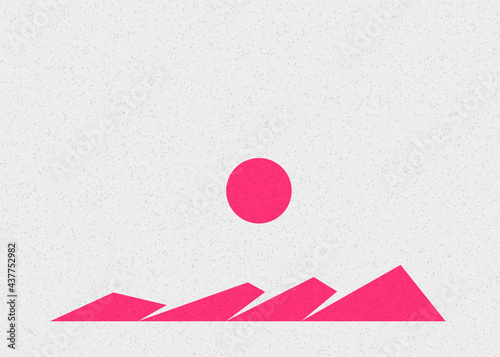 Geometric Mountains silhouette landscape art poster illustration