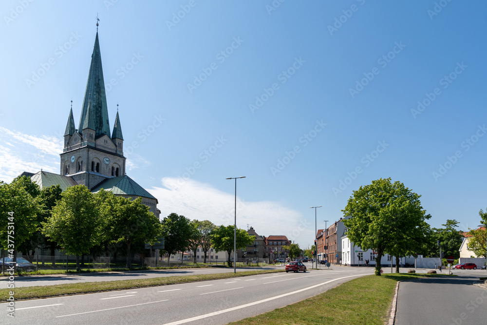 Obraz premium the historic church in the center of downtown Frederikshavn