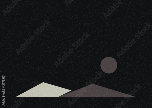 Geometric Mountains silhouette landscape art poster illustration