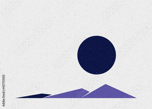 Geometric Mountains silhouette landscape art poster illustration