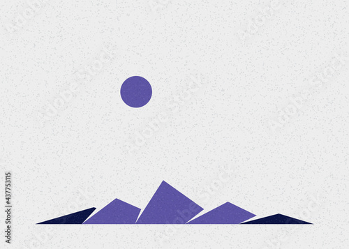 Geometric Mountains silhouette landscape art poster illustration