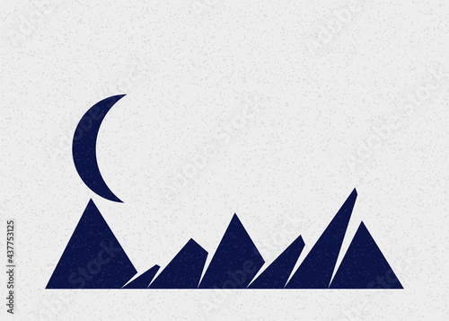 Geometric Mountains silhouette landscape art poster illustration