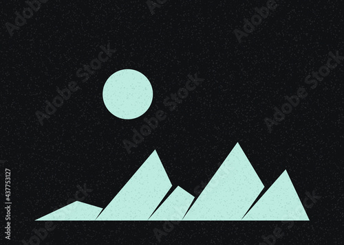Geometric Mountains silhouette landscape art poster illustration