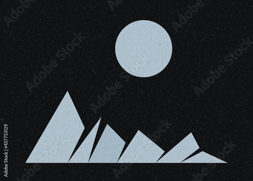 Geometric Mountains silhouette landscape art poster illustration