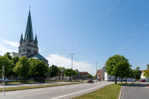 the historic church in the center of downtown Frederikshavn