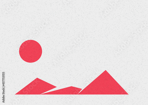 Geometric Mountains silhouette landscape art poster illustration