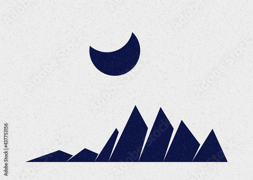 Geometric Mountains silhouette landscape art poster illustration