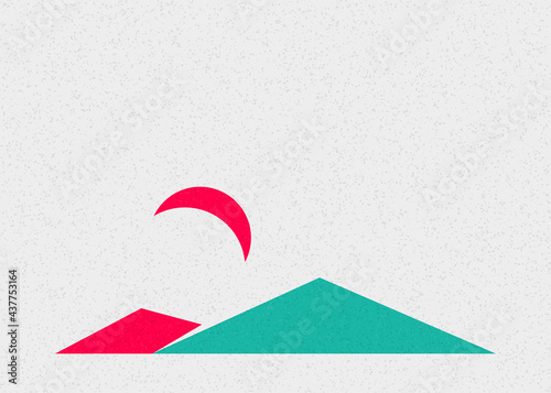 Geometric Mountains silhouette landscape art poster illustration