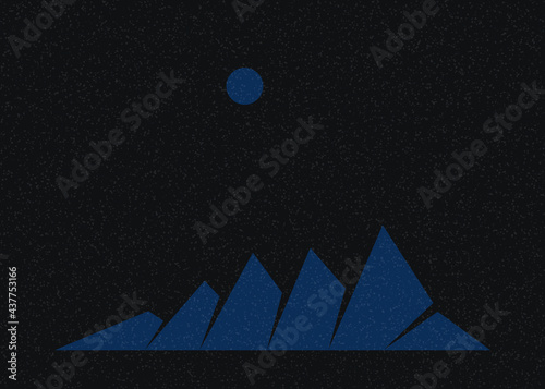 Geometric Mountains silhouette landscape art poster illustration