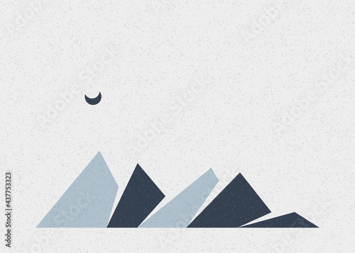 Geometric Mountains silhouette landscape art poster illustration