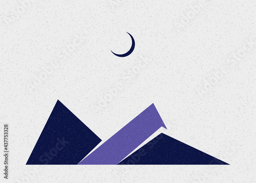 Geometric Mountains silhouette landscape art poster illustration