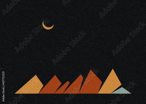 Geometric Mountains silhouette landscape art poster illustration