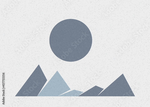 Geometric Mountains silhouette landscape art poster illustration
