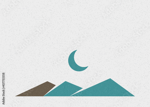 Geometric Mountains silhouette landscape art poster illustration