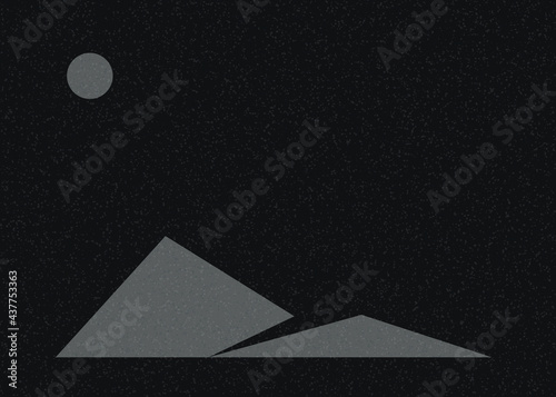 Geometric Mountains silhouette landscape art poster illustration