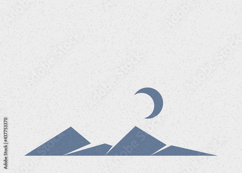 Geometric Mountains silhouette landscape art poster illustration