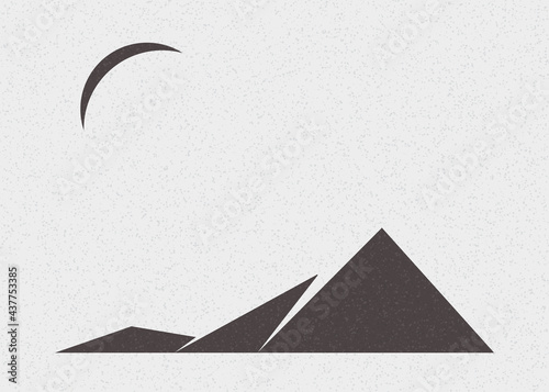 Geometric Mountains silhouette landscape art poster illustration