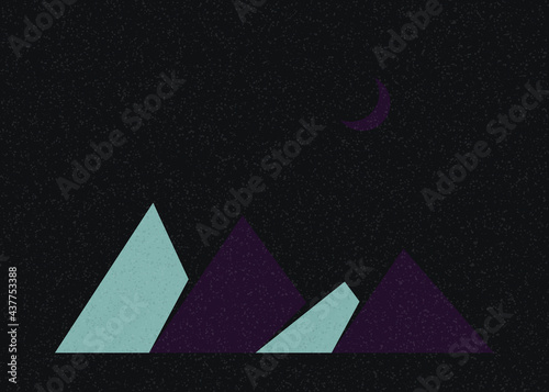 Geometric Mountains silhouette landscape art poster illustration