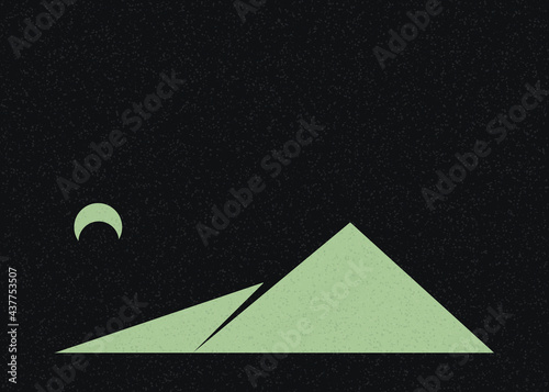 Geometric Mountains silhouette landscape art poster illustration