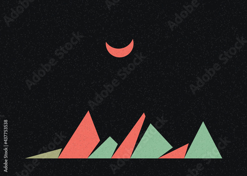 Geometric Mountains silhouette landscape art poster illustration
