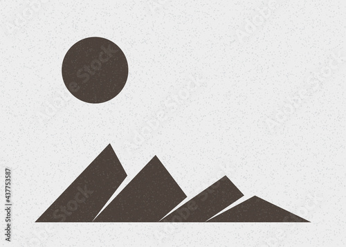 Geometric Mountains silhouette landscape art poster illustration