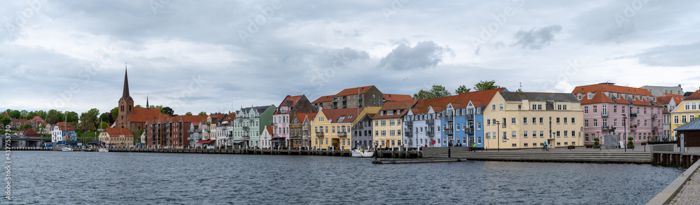 panorama cityscape view ofthe historic waterfront buildings of Sonderborg