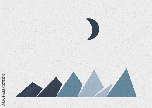 Geometric Mountains silhouette landscape art poster illustration