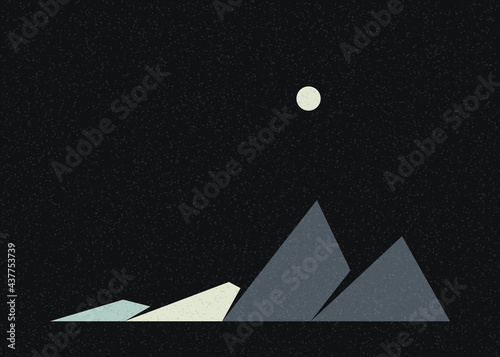 Geometric Mountains silhouette landscape art poster illustration
