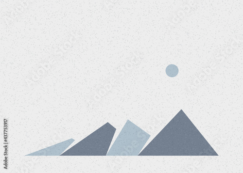 Geometric Mountains silhouette landscape art poster illustration