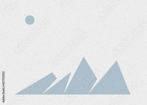 Geometric Mountains silhouette landscape art poster illustration
