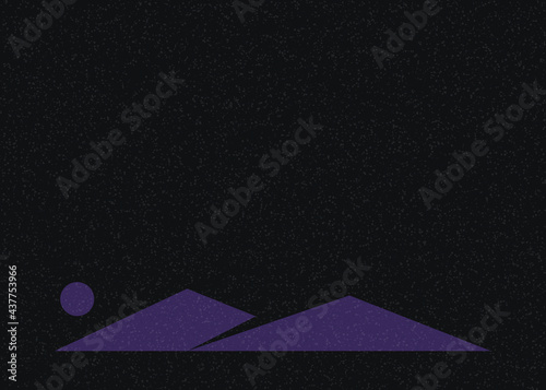 Geometric Mountains silhouette landscape art poster illustration