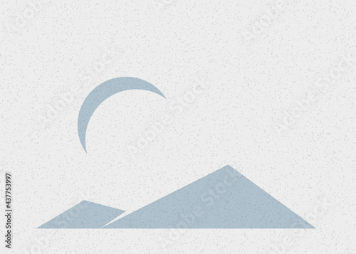 Geometric Mountains silhouette landscape art poster illustration