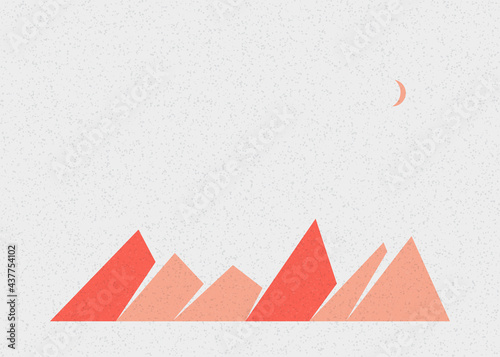 Geometric Mountains silhouette landscape art poster illustration