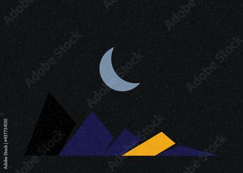 Geometric Mountains silhouette landscape art poster illustration