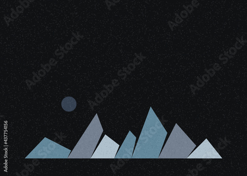 Geometric Mountains silhouette landscape art poster illustration