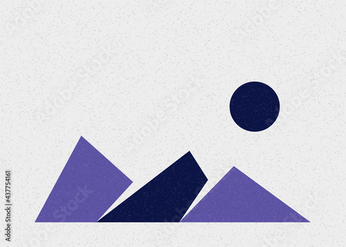 Geometric Mountains silhouette landscape art poster illustration
