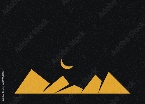 Geometric Mountains silhouette landscape art poster illustration