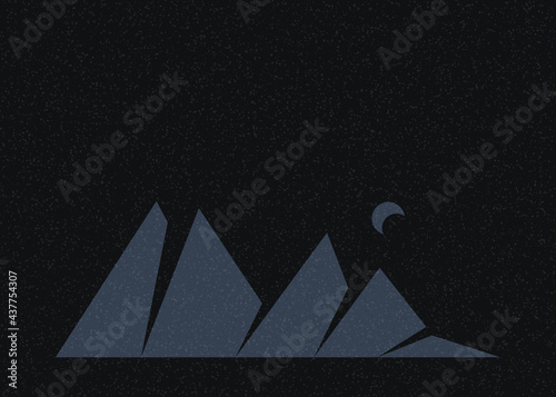 Geometric Mountains silhouette landscape art poster illustration