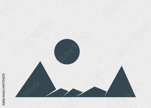 Geometric Mountains silhouette landscape art poster illustration