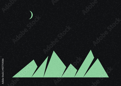 Geometric Mountains silhouette landscape art poster illustration